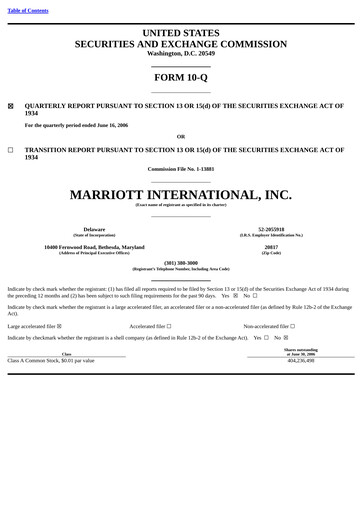 Vorschaubild Marriott International Quartalsbericht 2006-q2