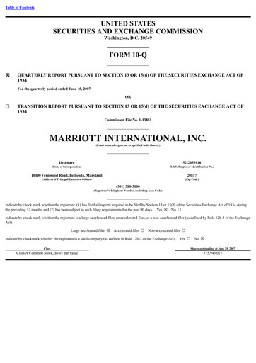 Vorschaubild Marriott International Quartalsbericht 2007-q2