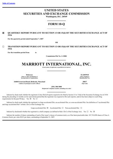 Vorschaubild Marriott International Quartalsbericht 2007-q3