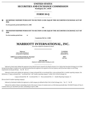 Vorschaubild Marriott International Quartalsbericht 2008-q1