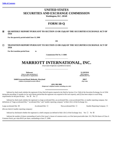 Vorschaubild Marriott International Quartalsbericht 2008-q2