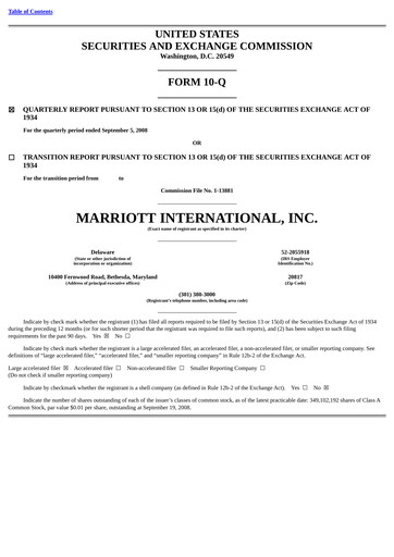Vorschaubild Marriott International Quartalsbericht 2008-q3