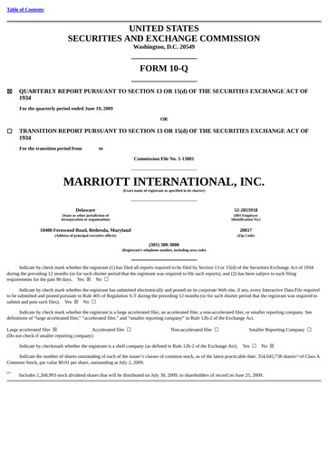 Vorschaubild Marriott International Quartalsbericht 2009-q2