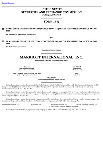 Vorschaubild Marriott International Quartalsbericht 2010-q2
