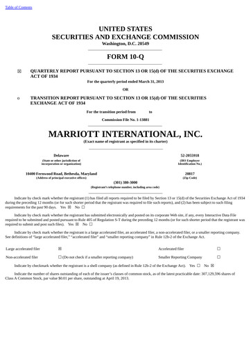 Vorschaubild Marriott International Quartalsbericht 2013-q1