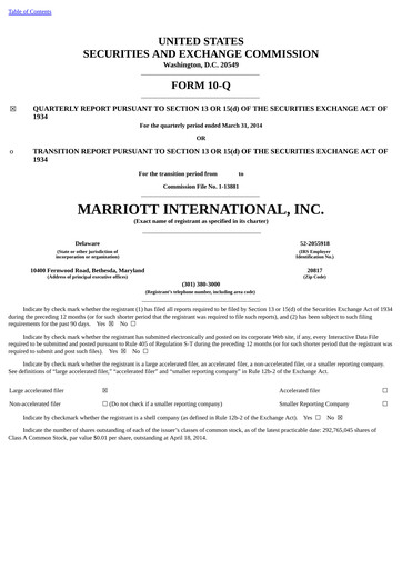 Vorschaubild Marriott International Quartalsbericht 2014-q1