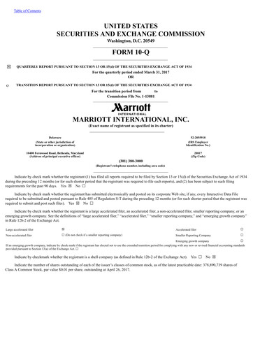 Vorschaubild Marriott International Quartalsbericht 2017-q1
