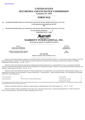 Vorschaubild Marriott International Quartalsbericht 2017-q2