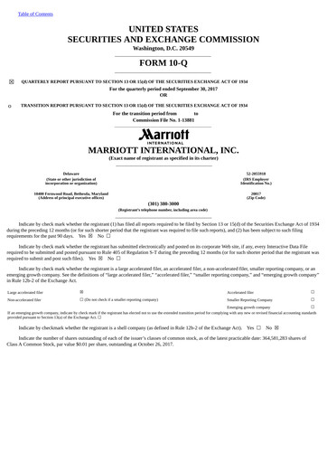 Vorschaubild Marriott International Quartalsbericht 2017-q3