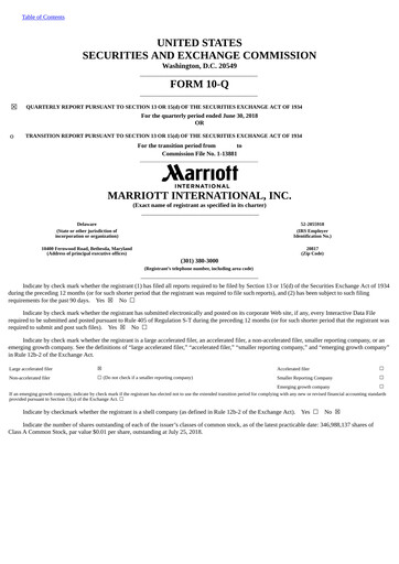Vorschaubild Marriott International Quartalsbericht 2018-q2