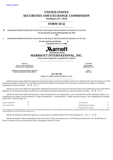 Vorschaubild Marriott International Quartalsbericht 2018-q3