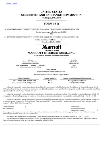 Thumbnail Marriott International Quarterly Report 2020-q2
