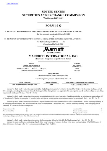 Thumbnail Marriott International Quarterly Report 2022-q1