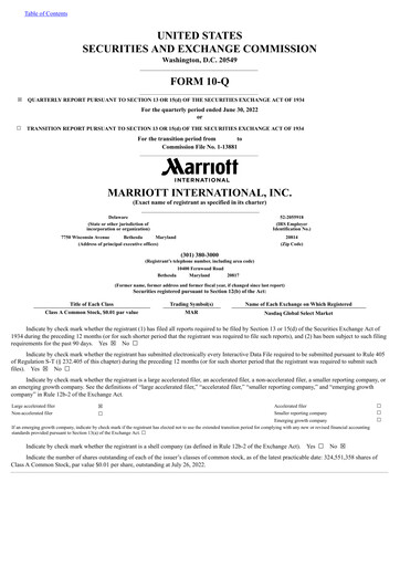 Thumbnail Marriott International Quarterly Report 2022-q2