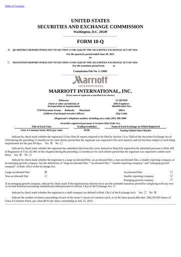Thumbnail Marriott International Quarterly Report 2023-q2