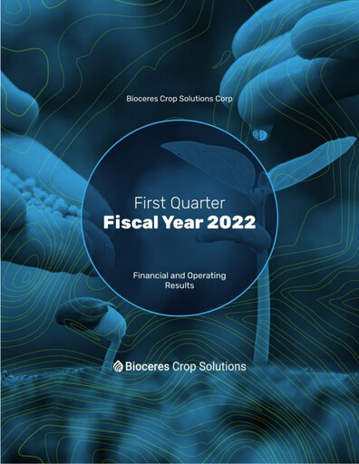 Miniature Bioceres Crop Solutions
 Rapport trimestriel fy2022-q1