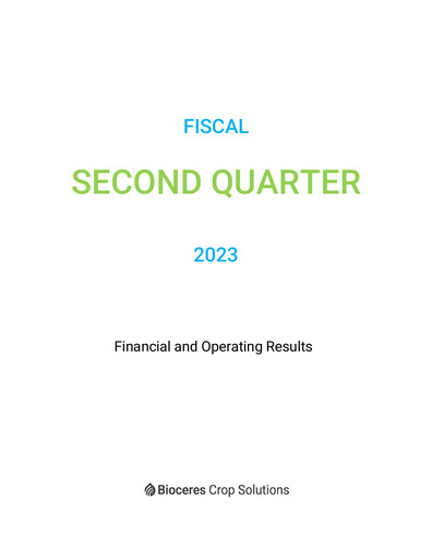 Miniature Bioceres Crop Solutions
 Rapport trimestriel fy2023-q2
