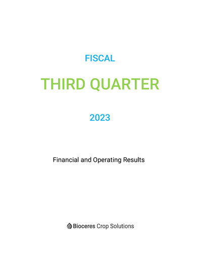 Miniature Bioceres Crop Solutions
 Rapport trimestriel fy2023-q3