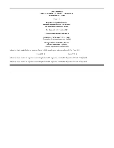 Thumbnail Bioceres Crop Solutions
 Quarterly Report fy2024-q1