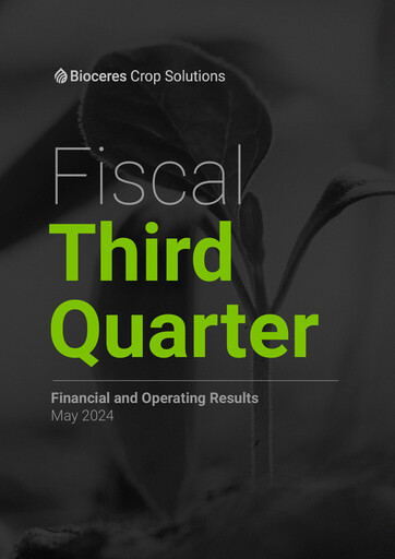 Miniature Bioceres Crop Solutions
 Rapport trimestriel fy2024-q3