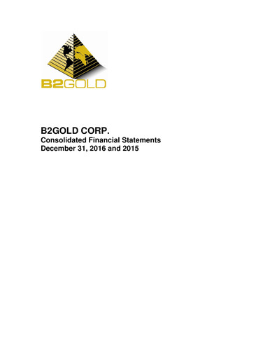 Thumbnail B2Gold
 Financial Statement 2016