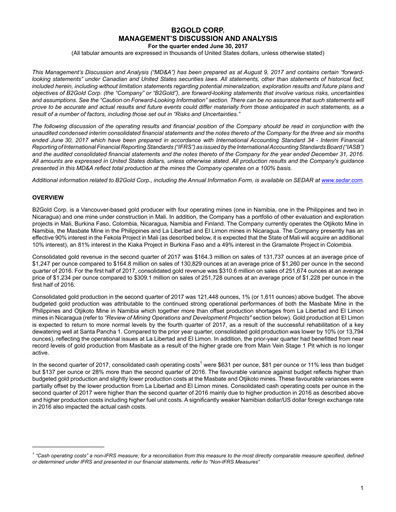 Thumbnail B2Gold
 Quarterly Report 2017-q2