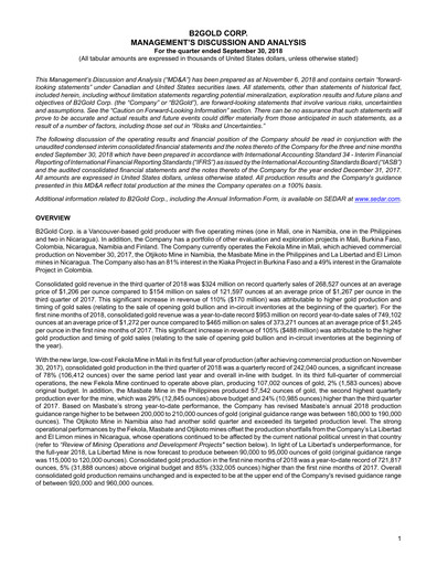 Thumbnail B2Gold
 Quarterly Report 2018-q3