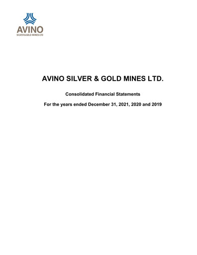 Thumbnail Avino Silver & Gold Mines
 Financial Statement 2021