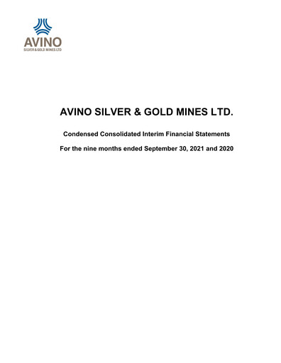 Thumbnail Avino Silver & Gold Mines
 Quarterly Report 2021-q3