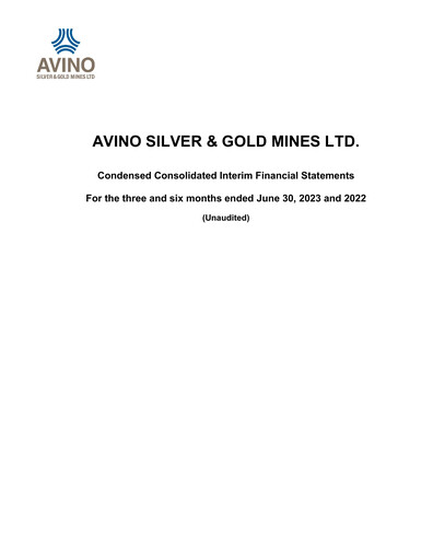 Thumbnail Avino Silver & Gold Mines
 Quarterly Report 2023-q2