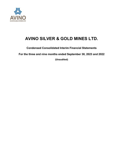 Thumbnail Avino Silver & Gold Mines
 Quarterly Report 2023-q3