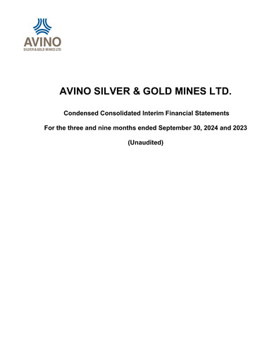 Thumbnail Avino Silver & Gold Mines
 Quarterly Report 2024-q3