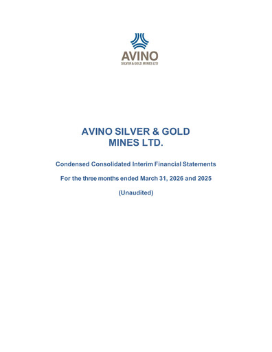 Thumbnail Avino Silver & Gold Mines
 Quarterly Report 2026-q1