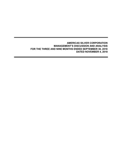Thumbnail Americas Gold and Silver Corp Quarterly Report 2018-q3