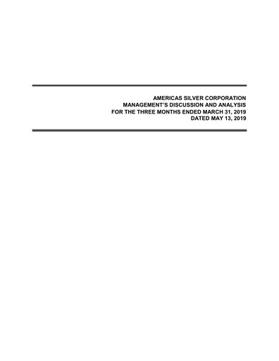 Thumbnail Americas Gold and Silver Corp Quarterly Report 2019-q1