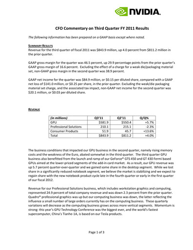 Thumbnail NVIDIA Quarterly Report 2011-q3