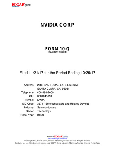 Miniature NVIDIA Rapport trimestriel 2018-q3