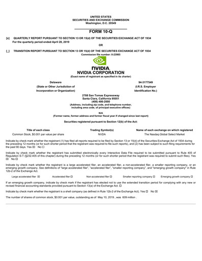 Miniature NVIDIA Rapport trimestriel 2020-q1