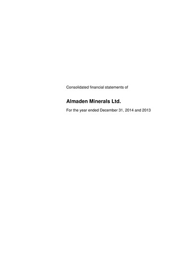 Thumbnail Almaden Minerals
 Financial Statement 2014
