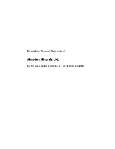 Thumbnail Almaden Minerals
 Financial Statement 2018