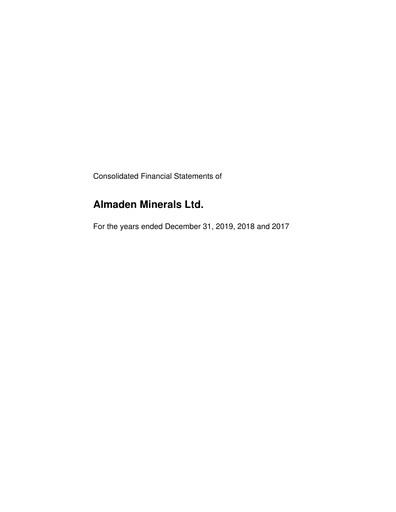 Thumbnail Almaden Minerals
 Financial Statement 2019