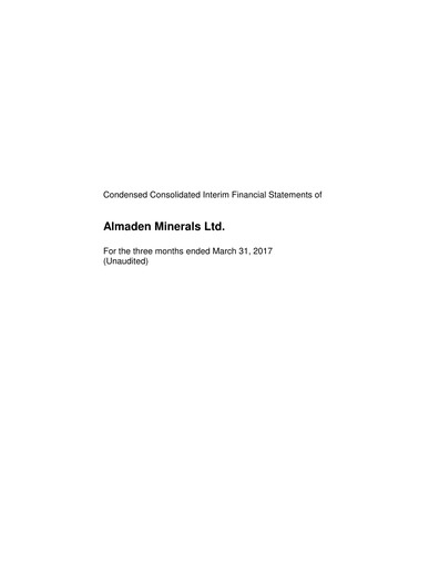 Thumbnail Almaden Minerals
 Quarterly Report 2017-q1