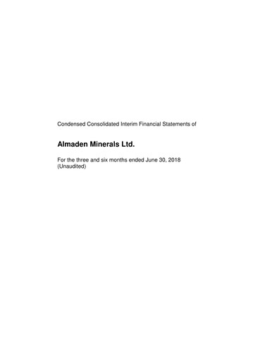 Thumbnail Almaden Minerals
 Quarterly Report 2018-q2