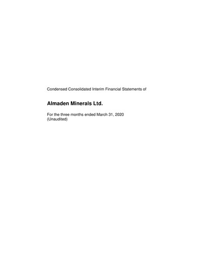 Thumbnail Almaden Minerals
 Quarterly Report 2020-q1