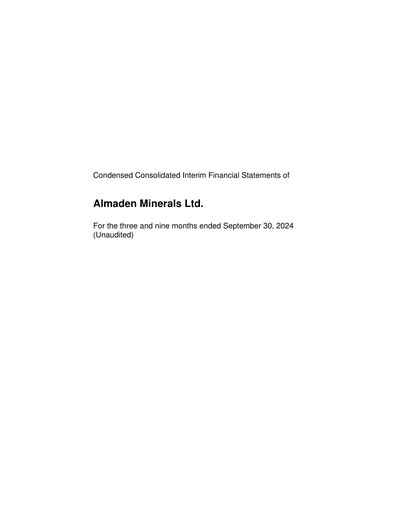 Thumbnail Almaden Minerals
 Quarterly Report 2024-q3