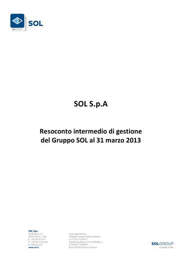 Thumbnail SOL S.p.A. Quarterly Report 2013-q1