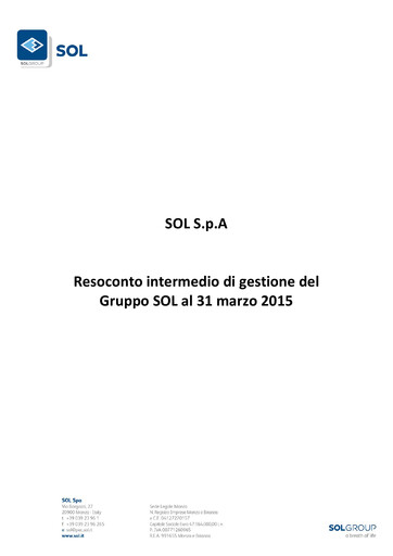 Thumbnail SOL S.p.A. Quarterly Report 2015-q1