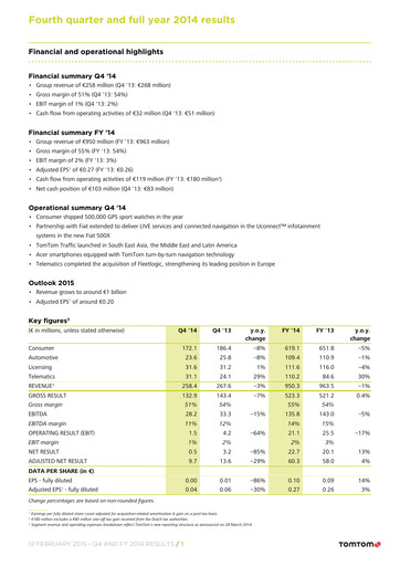 Thumbnail TomTom Financial Statement 2014