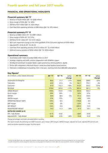 Thumbnail TomTom Financial Statement 2017
