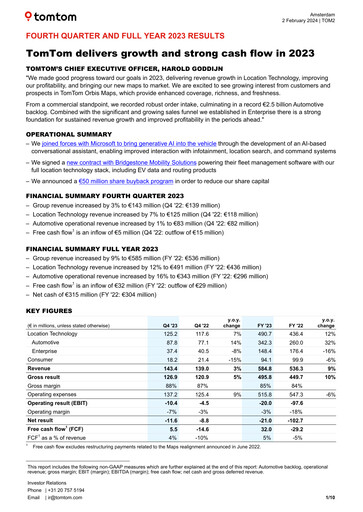 Thumbnail TomTom Financial Statement 2023